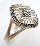 Sterling Silver Marcasite & CZ Ring Size 10 - The Jewelry Lady's Store