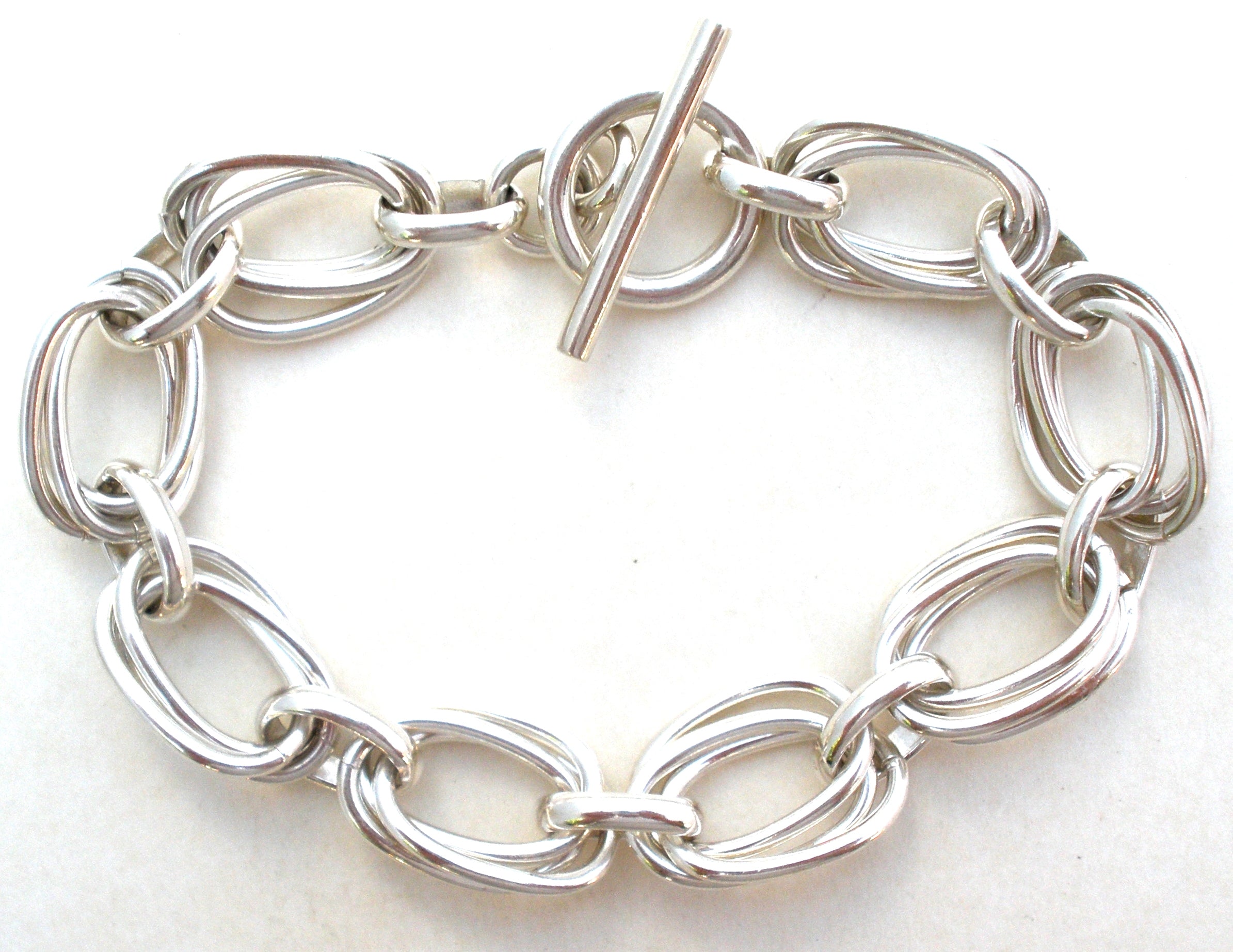 Mexican Charm Bracelet, Sterling Silver, Double Link Chain, Nine