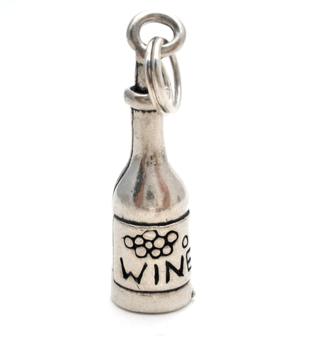Sterling Silver Wine Bottle Charm Vintage