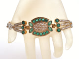 Sterling Silver and Gold Emerald Butterfly Bracelet Vintage - The Jewelry Lady's Store