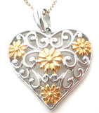 Sterling & Gold Heart Necklace 18" Ross Simons - The Jewelry Lady's Store