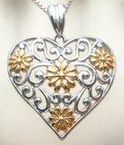 Sterling & Gold Heart Necklace 18" Ross Simons - The Jewelry Lady's Store