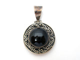 Sterling Silver Black Onyx Pendant Slide Vintage - The Jewelry Lady's Store