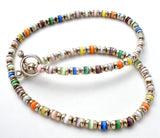 Sterling Silver & Cats Eye Bead Necklace Vintage - The Jewelry Lady's Store