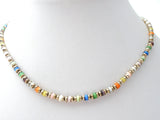 Sterling Silver & Cats Eye Bead Necklace Vintage - The Jewelry Lady's Store