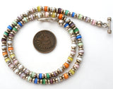 Sterling Silver & Cats Eye Bead Necklace Vintage - The Jewelry Lady's Store