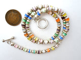 Sterling Silver & Cats Eye Bead Necklace Vintage - The Jewelry Lady's Store