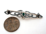 Sterling Silver Chrysoprase Bar Pin Brooch Vintage - The Jewelry Lady's Store