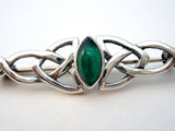Sterling Silver Chrysoprase Bar Pin Brooch Vintage - The Jewelry Lady's Store