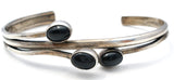 Sterling Silver Black Onyx Cuff Bracelet Vintage - The Jewelry Lady's Store