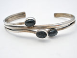 Sterling Silver Black Onyx Cuff Bracelet Vintage - The Jewelry Lady's Store