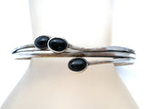 Sterling Silver Black Onyx Cuff Bracelet Vintage - The Jewelry Lady's Store