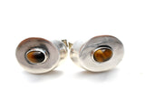 Sterling Silver Cufflinks with Tiger's Eye Gemstones - The Jewelry Lady's Store