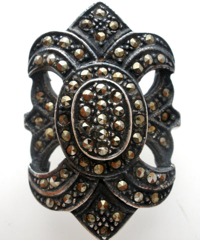 Sterling Silver Marcasite Ring Size 5.5