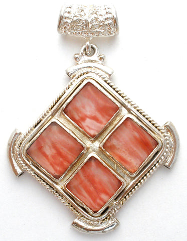 Sterling Silver Pendant with Pink Art Glass