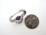 Sterling Silver Ring with Purple Cubic Zirconia Size 7 - The Jewelry Lady's Store