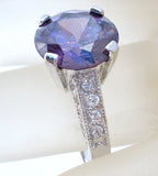 Sterling Silver Ring with Purple Cubic Zirconia Size 7 - The Jewelry Lady's Store