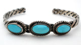 Sterling Silver Turquoise Cuff Bracelet Vintage Boho - The Jewelry Lady's Store
