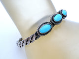 Sterling Silver Turquoise Cuff Bracelet Vintage Boho - The Jewelry Lady's Store