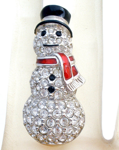 Swarovski Snowman Brooch Pin Vintage