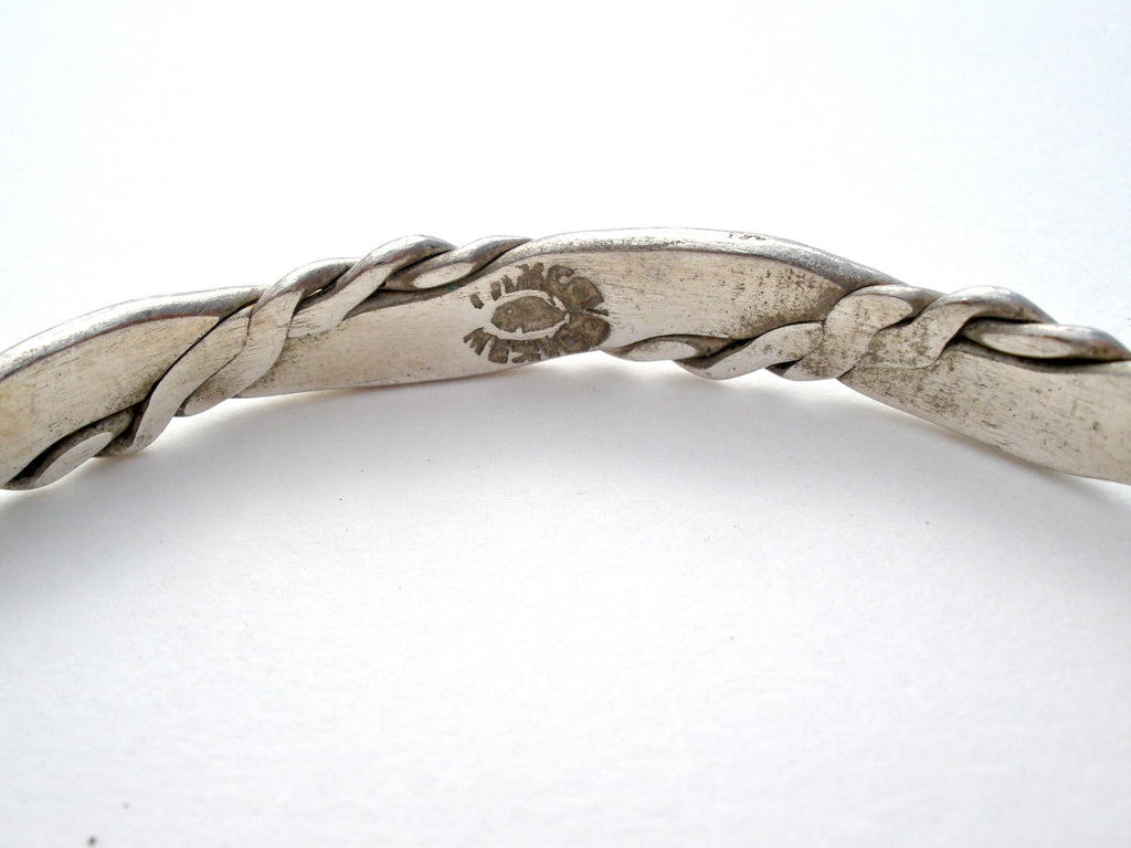 Modern Mexican Sterling Silver Bangle Bracelet from Taxco, 'Discreet  Embrace