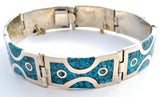 Taxco Sterling Silver Bracelet with Mosaic Turquoise - The Jewelry Lady's Store