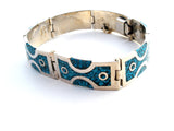 Taxco Sterling Silver Bracelet with Mosaic Turquoise - The Jewelry Lady's Store