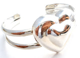 Taxco Sterling Silver Heart Cuff Bracelet Vintage - The Jewelry Lady's Store
