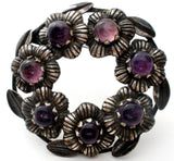 Taxco 980 Silver Amethyst Wreath Brooch Vintage - The Jewelry Lady's Store