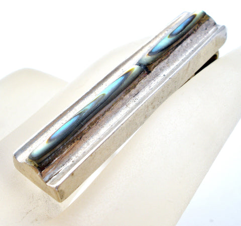 Taxco Abalone Shell Tie Clip Sterling Silver