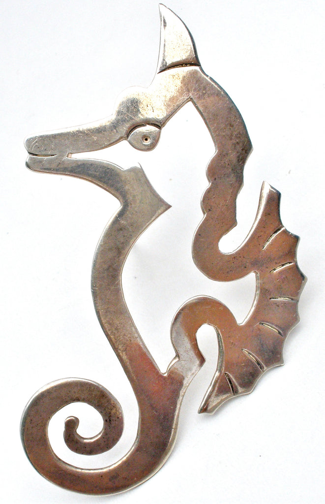 Taxco Seahorse Pendant Brooch Pin Sterling Silver - The Jewelry Lady's Store