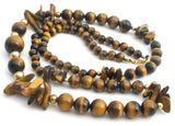 Tiger's Eye Gemstone Bead Necklace 28" Long - The Jewelry Lady's Store