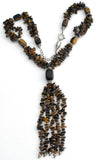 Tiger's Eye Nugget Bead Tassel Necklace 20" - The Jewelry Lady's Store