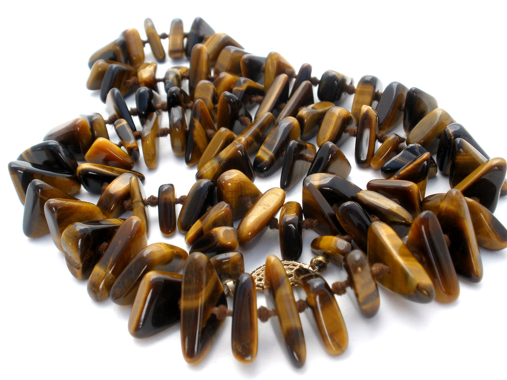 Tiger's Eye Bead Necklace Knotted 25" - The Jewelry Lady's Store