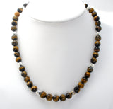 Tiger's Eye Bead Necklace Sterling Silver - The Jewelry Lady's Store