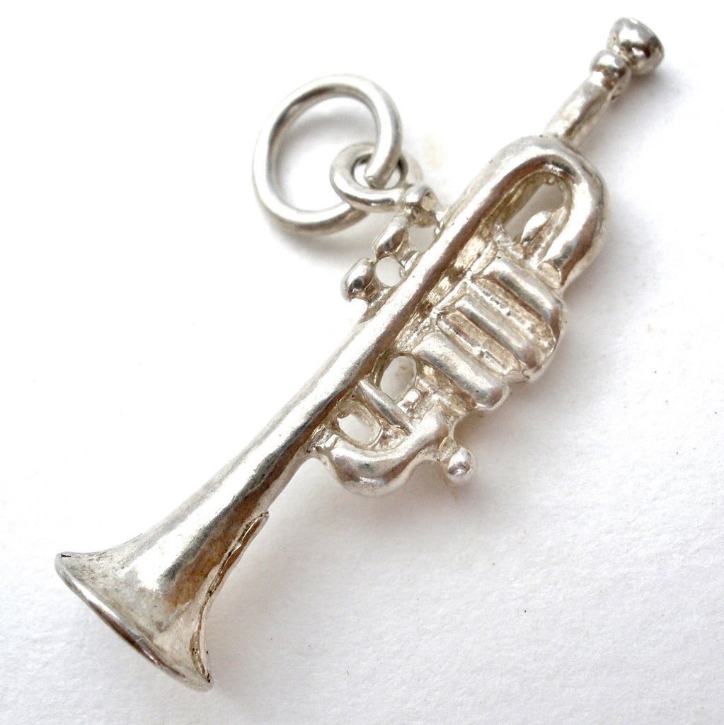Trumpet Charm Pendant Sterling Silver - The Jewelry Lady's Store