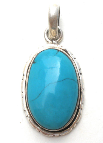 Turquoise Pendant Sterling Silver Vintage