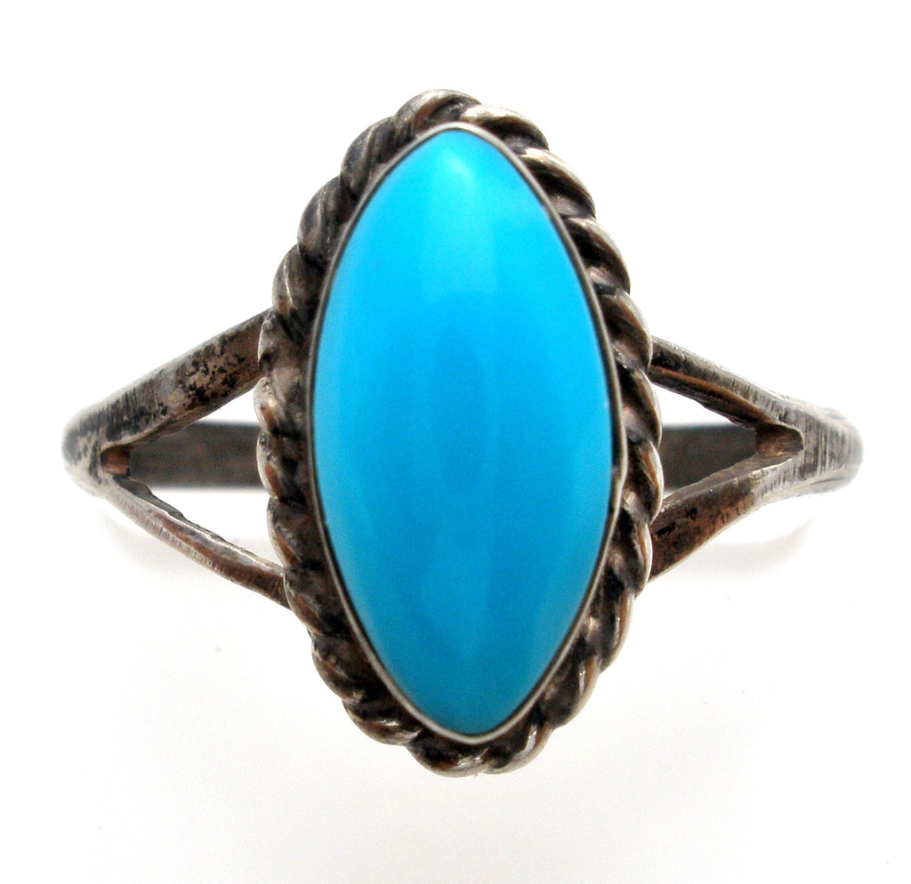 Turquoise Sterling Silver Ring Size 5 Vintage - The Jewelry Lady's Store