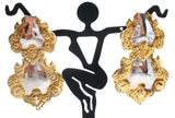 Two Tone Luggage Tag Pierced Earrings 925 - The Jewelry Lady's Store