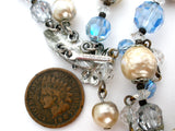 Vendome Blue Bead & Pearl Necklace Vintage - The Jewelry Lady's Store