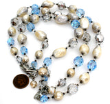 Vendome Blue Bead & Pearl Necklace Vintage - The Jewelry Lady's Store