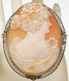 Victorian Cameo Shell Brooch Pin - The Jewelry Lady's Store