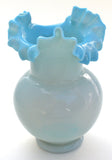 Victorian Hand Blown Blue Ruffle Vase - The Jewelry Lady's Store