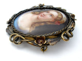 Victorian Hand Painted Lady Portrait Brooch - The Jewelry Lady's Store