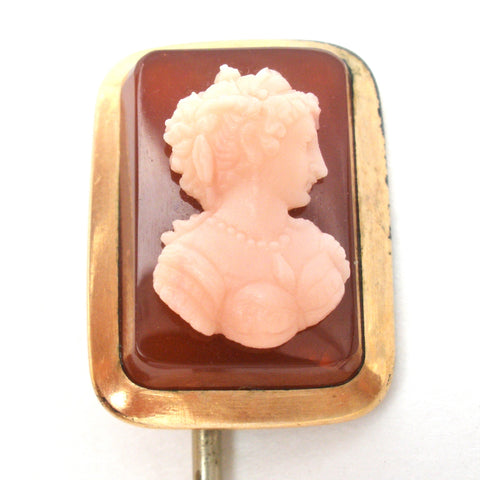 Victorian Hard Stone Cameo Stick Pin