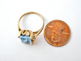Victorian Blue Topaz & White Sapphire 10K Gold Ring - The Jewelry Lady's Store