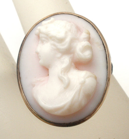 Victorian Left Facing Angel Skin Coral Cameo Brooch