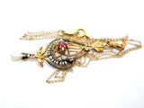 Victorian Ruby & Pearl Gold Lavalier Necklace Ostby & Barton - The Jewelry Lady's Store