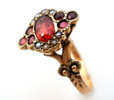 Victorian Ruby and Seed Pearl Ring Size 7.5 - The Jewelry Lady's Store