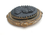 Vintage Black Cameo Brass Brooch Pin - The Jewelry Lady's Store